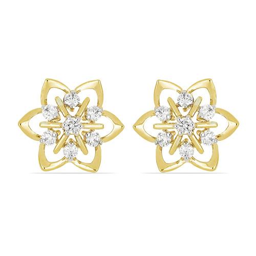 14K GOLD NATURAL WHITE DIAMOND GEMSTONE CLASSIC EARRINGS